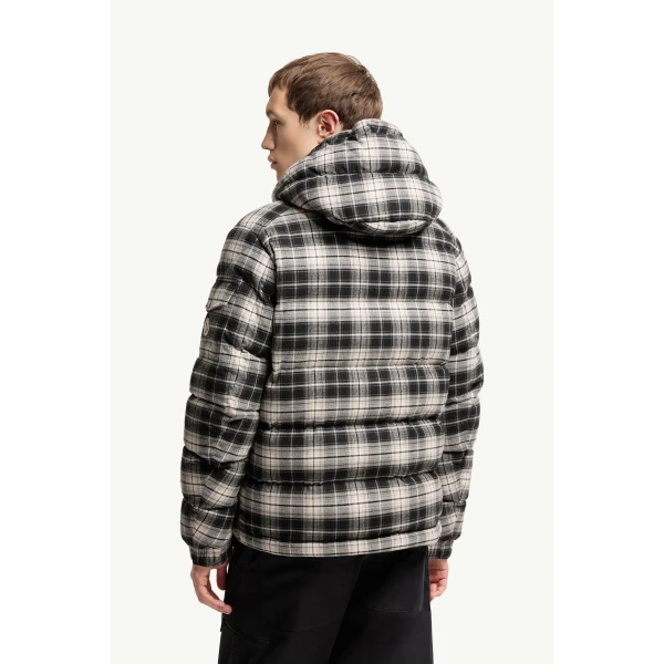 Moncler Airor Hooded Down Jacket in Black & White, view 5 | Men's Jackets | Coveti