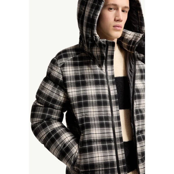 Moncler Airor Hooded Down Jacket in Black & White, view 6 | Men's Jackets | Coveti