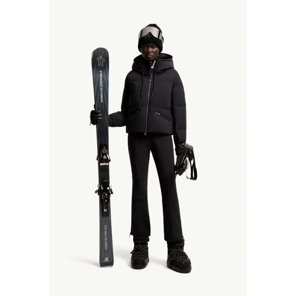 Moncler Allesaz Hooded Insulated Ski Jacket in Black, view 2 | Women's Ski Jackets | Coveti