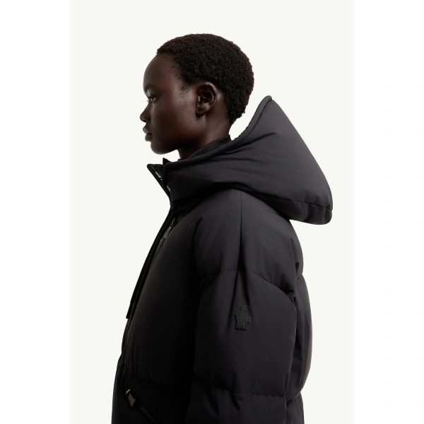 Moncler Allesaz Hooded Insulated Ski Jacket in Black, view 3 | Women's Ski Jackets | Coveti