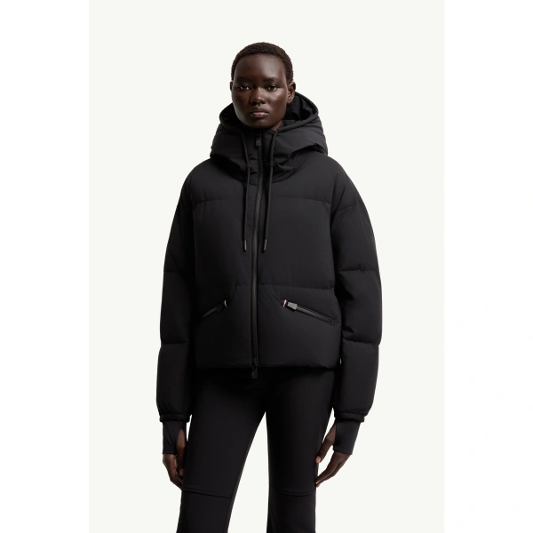 Moncler Allesaz Hooded Insulated Ski Jacket in Black, view 4 | Women's Ski Jackets | Coveti