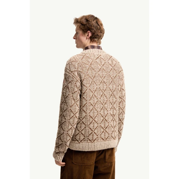 Moncler Alpaca & Wool Blend Argyle Jumper in Beige, view 5 | Men's Knitwear | Coveti