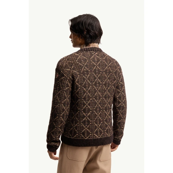 Moncler Alpaca & Wool Blend Argyle Jumper in Brown, view 5 | Men's Knitwear | Coveti