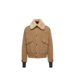 Moncler Alpental Shearling-Trimmed Canvas Down Bomber Jacket in Camel Beige | Men's Jackets | Coveti