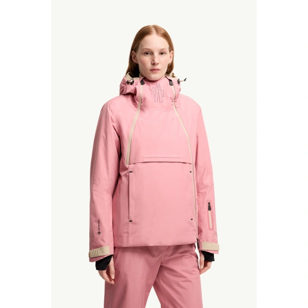 Moncler Ampay GORE-TEX Hooded Padded Ski Jacket in Pink, view 4 | Women's Ski Jackets | Coveti