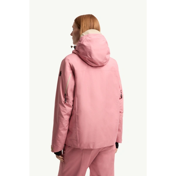 Moncler Ampay GORE-TEX Hooded Padded Ski Jacket in Pink, view 5 | Women's Ski Jackets | Coveti