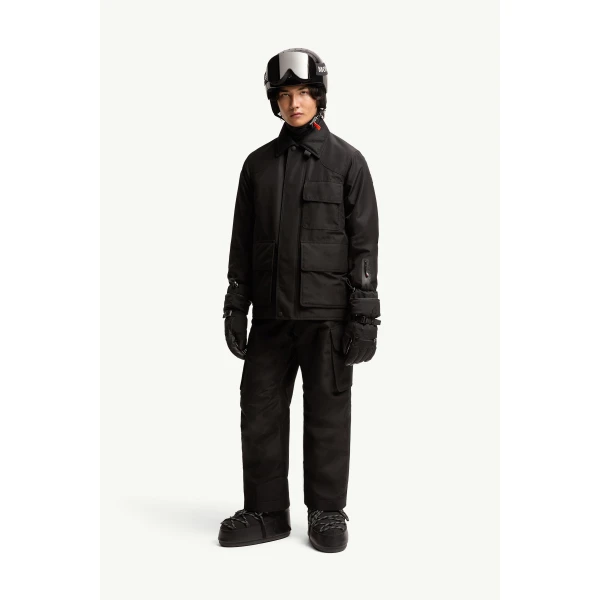 Moncler Andes Hooded Insulated Ski Jacket in Black, view 2 | Men's Skiwear | Coveti