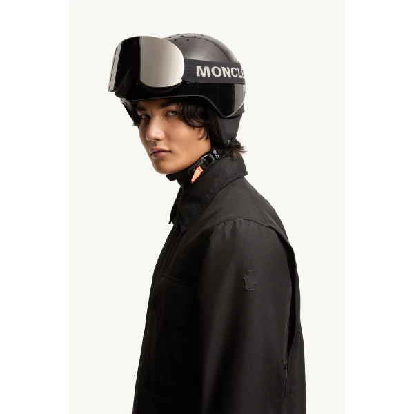 Moncler Andes Hooded Insulated Ski Jacket in Black, view 3 | Men's Skiwear | Coveti