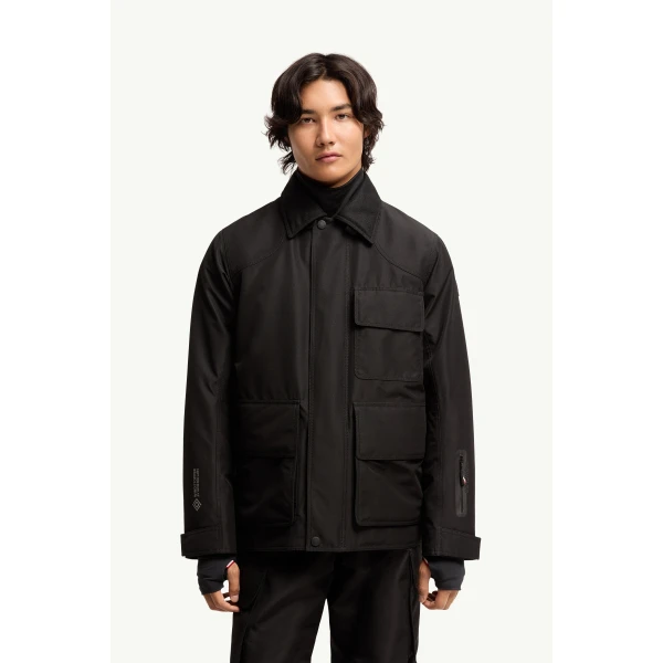 Moncler Andes Hooded Insulated Ski Jacket in Black, view 4 | Men's Skiwear | Coveti