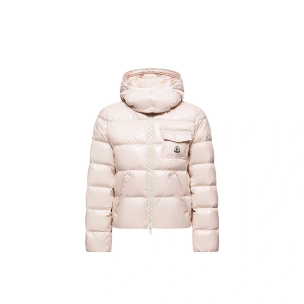 Moncler Andro Hooded Short Down Jacket in Pink | Women's Puffer Jackets | Coveti