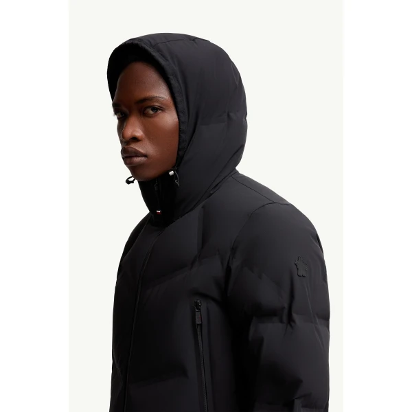 Moncler Angren Hooded Insulated Ski Jacket in Black, view 3 | Men's Skiwear | Coveti