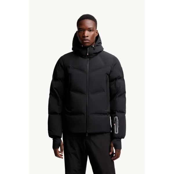 Moncler Angren Hooded Insulated Ski Jacket in Black, view 4 | Men's Skiwear | Coveti