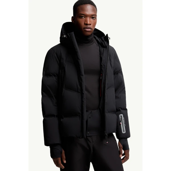 Moncler Angren Hooded Insulated Ski Jacket in Black, view 6 | Men's Skiwear | Coveti