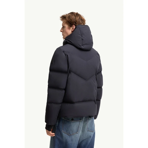 Moncler Angren Hooded Insulated Ski Jacket in Navy Blue, view 5 | Men's Skiwear | Coveti