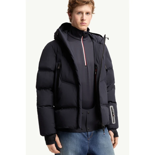 Moncler Angren Hooded Insulated Ski Jacket in Navy Blue, view 6 | Men's Skiwear | Coveti