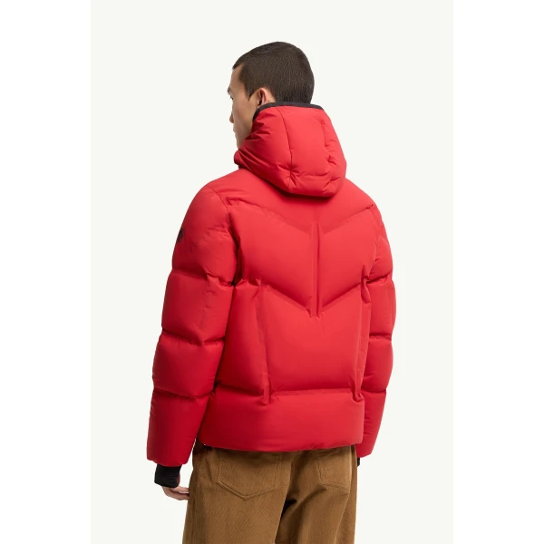 Moncler Angren Hooded Insulated Ski Jacket in Red, view 5 | Men's Skiwear | Coveti