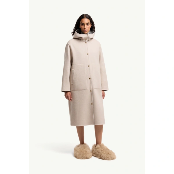 Moncler Anthrene 3-in-1 Wool & Cashmere Blend Hooded Down Jacket in Gray, view 6 | Women's Puffer and Down Coats | Coveti