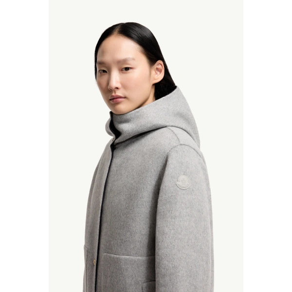 Moncler Anthrene 3-in-1 Wool & Cashmere Blend Hooded Down Jacket in Navy Blue, view 3 | Women's Puffer and Down Coats | Coveti
