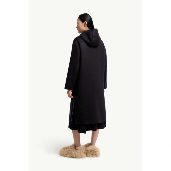 Moncler Anthrene 3-in-1 Wool & Cashmere Blend Hooded Down Jacket in Navy Blue, view 5 | Women's Puffer and Down Coats | Coveti