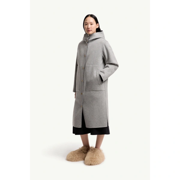Moncler Anthrene 3-in-1 Wool & Cashmere Blend Hooded Down Jacket in Navy Blue, view 6 | Women's Puffer and Down Coats | Coveti