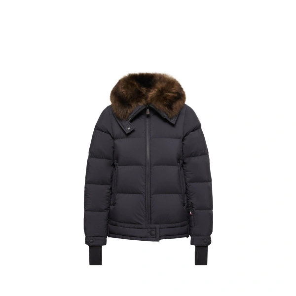 Arabbas Shearling-Trimmed Down Ski Jacket in Navy Blue