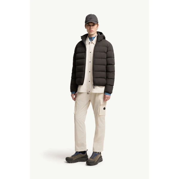 Moncler Arajoki Hooded Short Down Jacket in Black, view 2 | Men's Jackets | Coveti