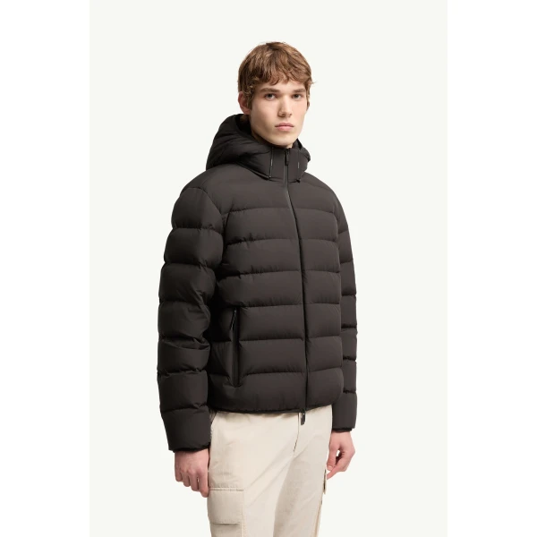 Moncler Arajoki Hooded Short Down Jacket in Black, view 4 | Men's Jackets | Coveti