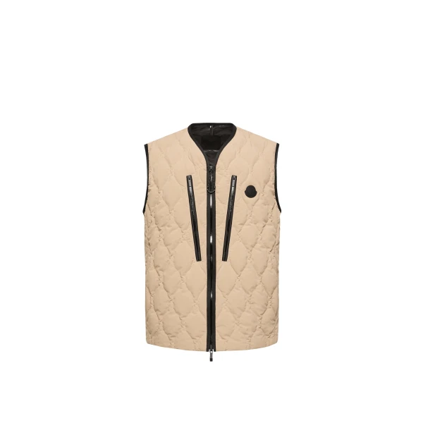 Moncler Arapot Froisse Technique Short Down Gilet in Beige | Men's Jackets | Coveti