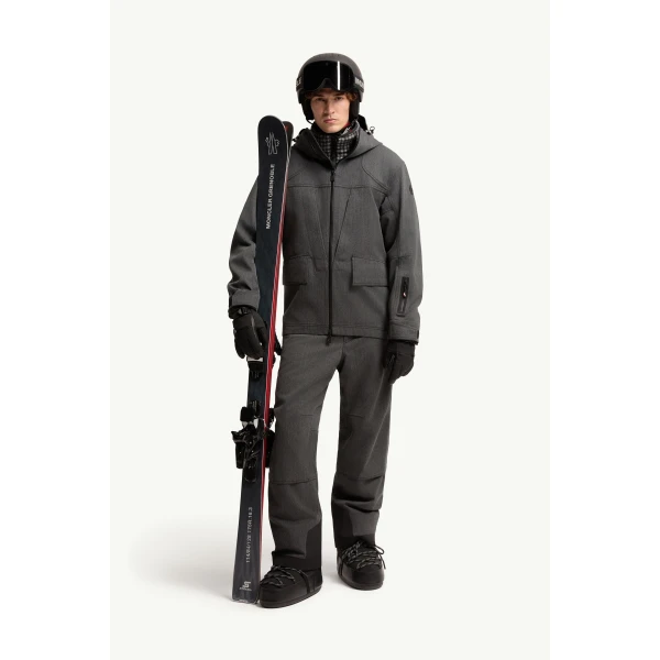 Moncler Ardiden Hooded Wool Ski Jacket in Dark Gray, view 2 | Men's Skiwear | Coveti