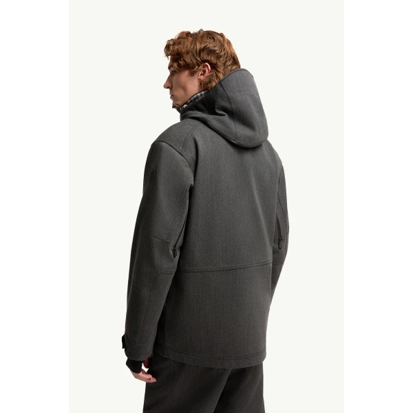 Moncler Ardiden Hooded Wool Ski Jacket in Dark Gray, view 5 | Men's Skiwear | Coveti