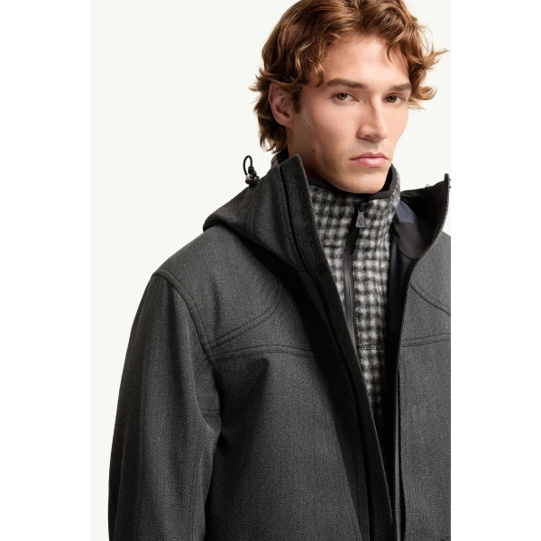 Moncler Ardiden Hooded Wool Ski Jacket in Dark Gray, view 6 | Men's Skiwear | Coveti