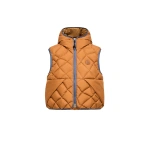 Moncler Armella Hooded Diamond-Quilted Down Gilet in Dark Yellow | Women's Vests and Gilets | Coveti