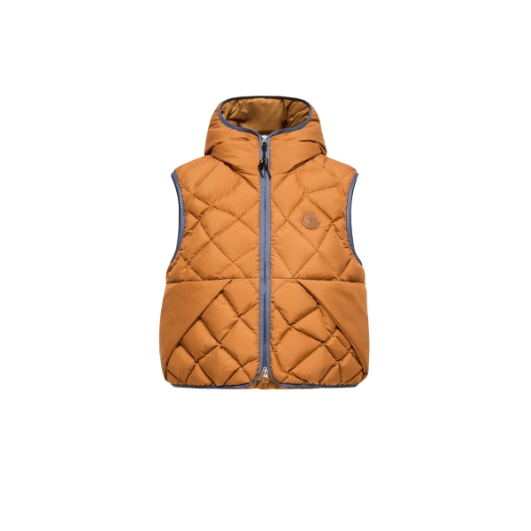 Armella Hooded Diamond-Quilted Down Gilet in Dark Yellow