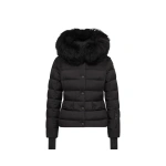 Moncler Armoniques Hooded Shearling-Trimmed Down Ski Jacket in Black | Women's Ski Jackets | Coveti