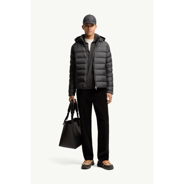 Moncler Arneb Hooded Short Down Jacket in Black, view 2 | Men's Jackets | Coveti