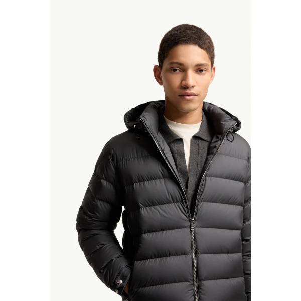 Moncler Arneb Hooded Short Down Jacket in Black, view 6 | Men's Jackets | Coveti