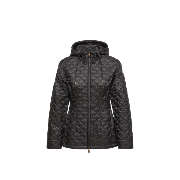 Arum Hooded Mid-Length Down Jacket in Black