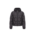 Moncler Arvouinne Hooded Triangle-Quilted Short Down Jacket in Black | Women's Puffer Jackets | Coveti