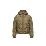 Moncler Arvouinne Hooded Triangle-Quilted Short Down Jacket in Olive Green | Women's Puffer Jackets | Coveti