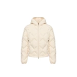 Moncler Arvouinne Hooded Triangle-Quilted Short Down Jacket in White Ivory | Women's Puffer Jackets | Coveti
