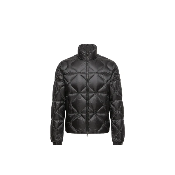 Moncler Asurel Geometric Quilted Short Down Jacket in Black | Men's Jackets | Coveti