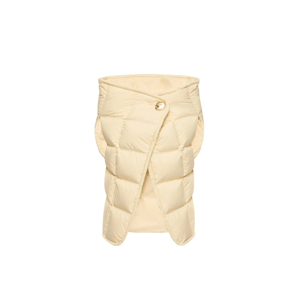 Moncler Asymmetrical Down Cape in White Ivory | Women's Cape Coats | Coveti