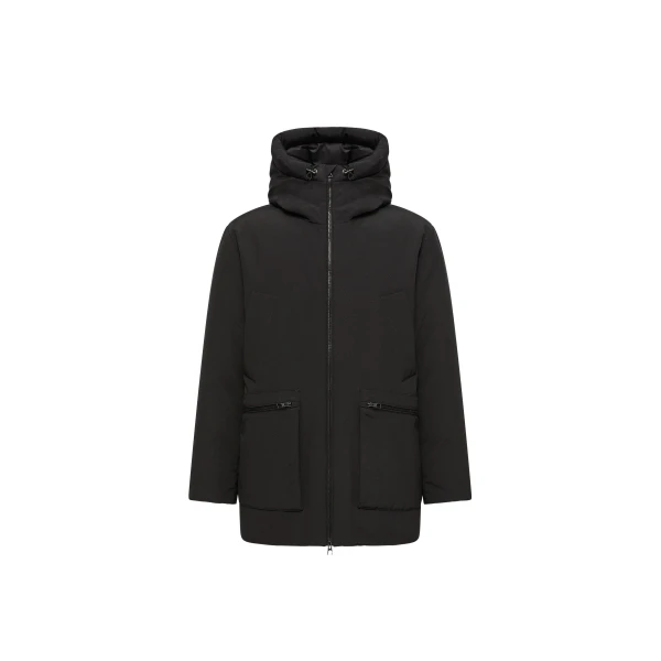 Moncler Aurino Hooded Mid-Length Parka in Black | Men's Coats | Coveti