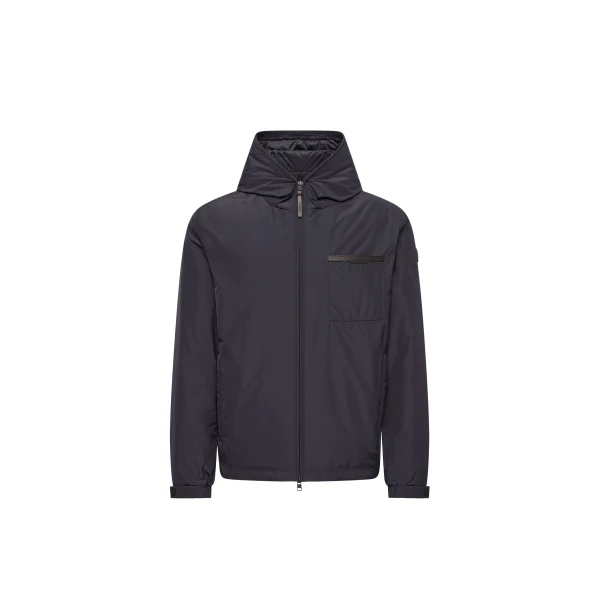 Moncler Austerin Hooded Short Down Jacket in Navy Blue | Men's Jackets | Coveti