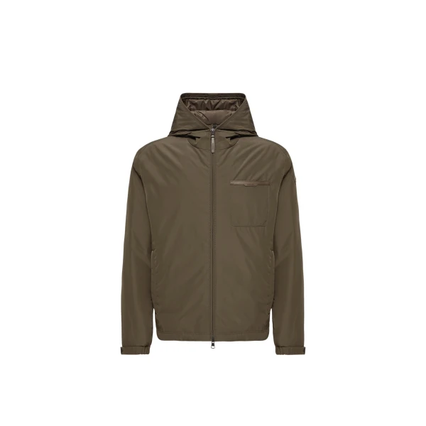 Moncler Austerin Hooded Short Down Jacket in Olive Green | Men's Jackets | Coveti