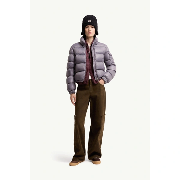 Moncler Aveto Short Down Jacket in Lilac, view 2 | Women's Puffer Jackets | Coveti
