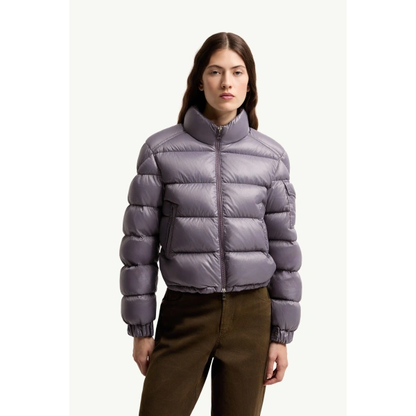 Moncler Aveto Short Down Jacket in Lilac, view 4 | Women's Puffer Jackets | Coveti