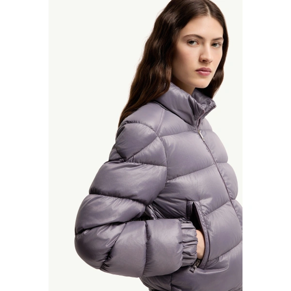 Moncler Aveto Short Down Jacket in Lilac, view 6 | Women's Puffer Jackets | Coveti