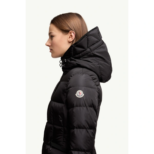 Moncler Avoce Hooded Short Down Jacket in Black, view 3 | Women's Puffer Jackets | Coveti