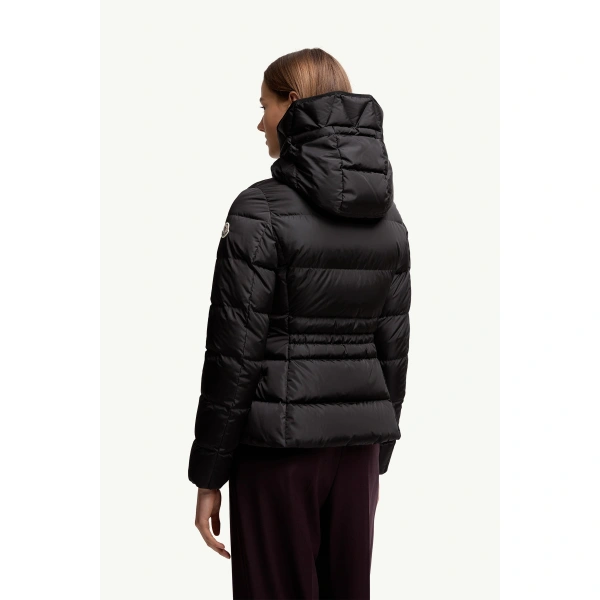 Moncler Avoce Hooded Short Down Jacket in Black, view 5 | Women's Puffer Jackets | Coveti
